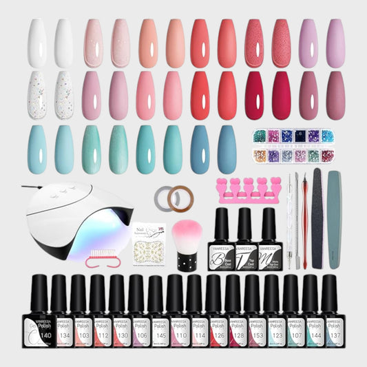 Gel Nail Polish Set with Lamp & 26 Colours