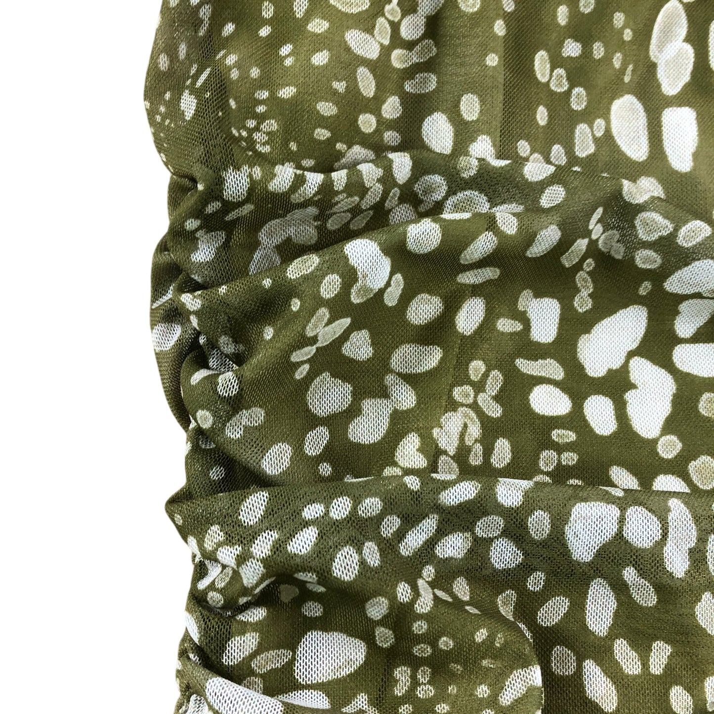 River Island Green Spot Mesh Ruched Top - Size 8