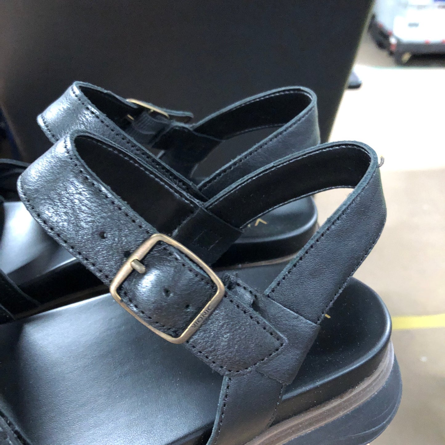 Vionic Solana Sandals UK8 Women's Black Platform Strappy Comfort Shoes