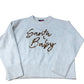 Santa Baby Women's Cropped Sweater Knit Pullover Size UK8 Cream Glitter