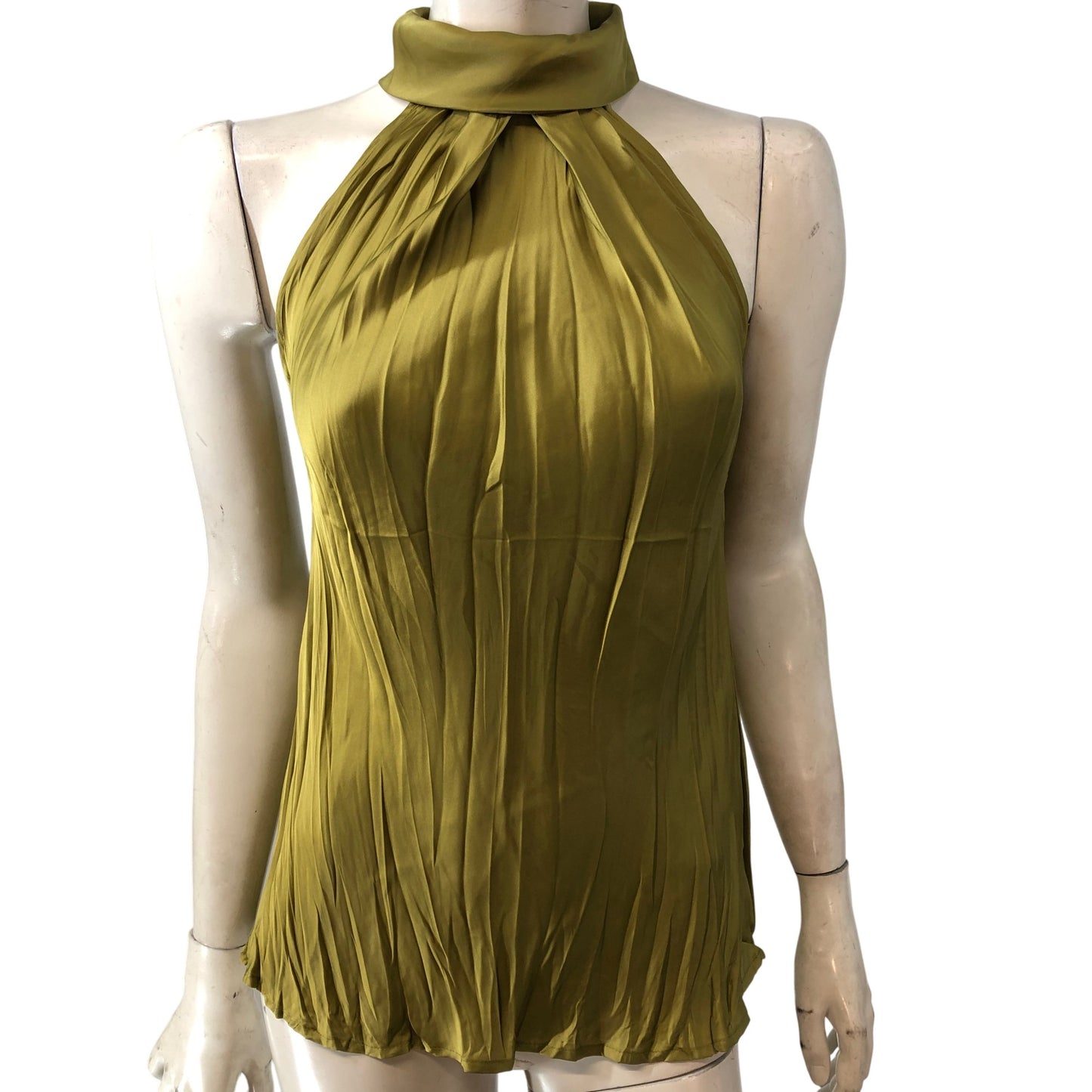 Rivers Island Studio Halter Neck Top Size 10 Women's Khaki Pleated Design