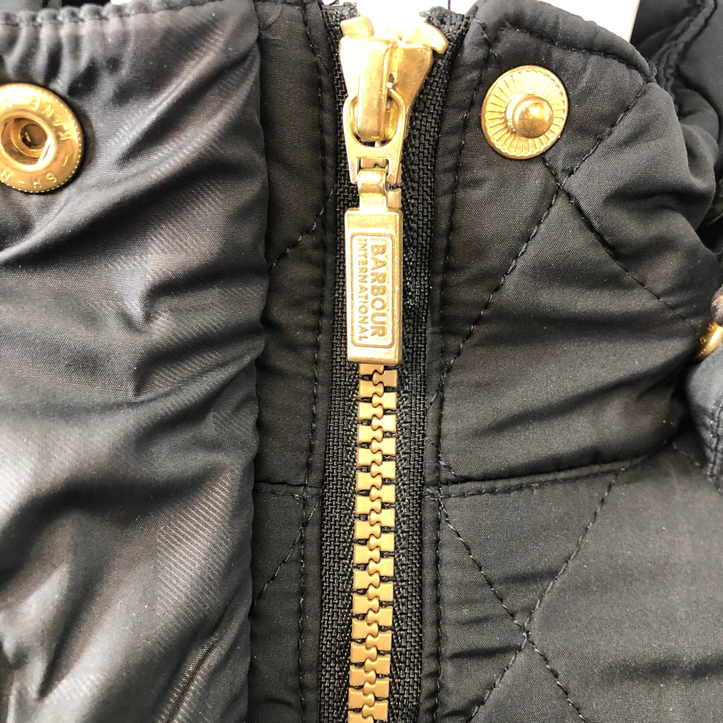 Barbour International Quilted Puffer Jacket UK10 Women's Black Hooded Outerwear