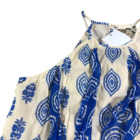 River Island Beige Abstract Print Blouse - Size 8