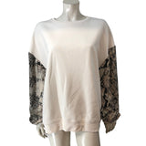 River Island Relaxed Sweater Large UK14 Women's Cream Snake Print Long Sleeve