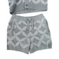 River Island Girls 18-24 Months Set Knitted Top And Shorts Grey Leaf Pattern