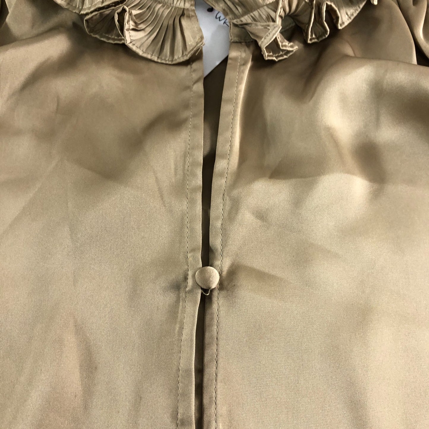 Branded Gold Ruffle Satin Blouse - Size 8