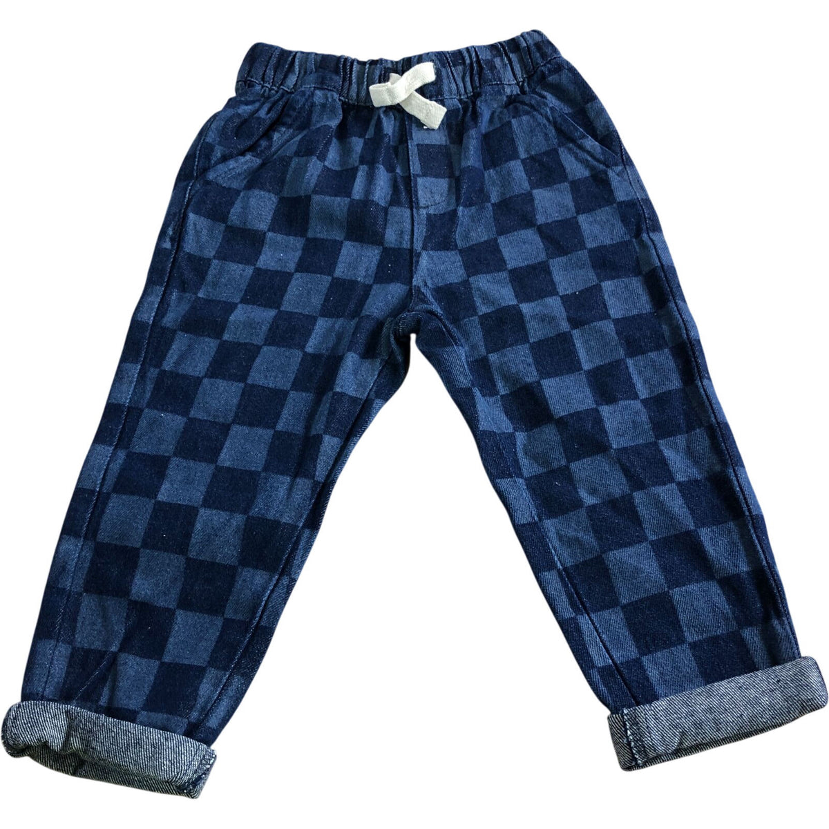 Blue Check Trousers 1-2 Years Boys Cotton