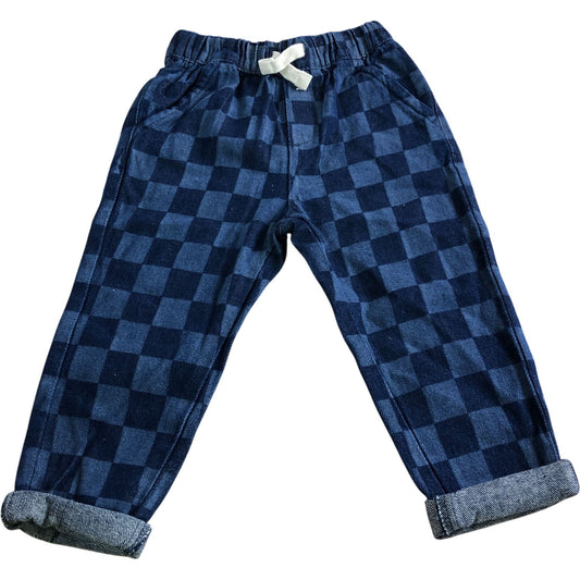 Blue Check Trousers 1-2 Years Boys Cotton