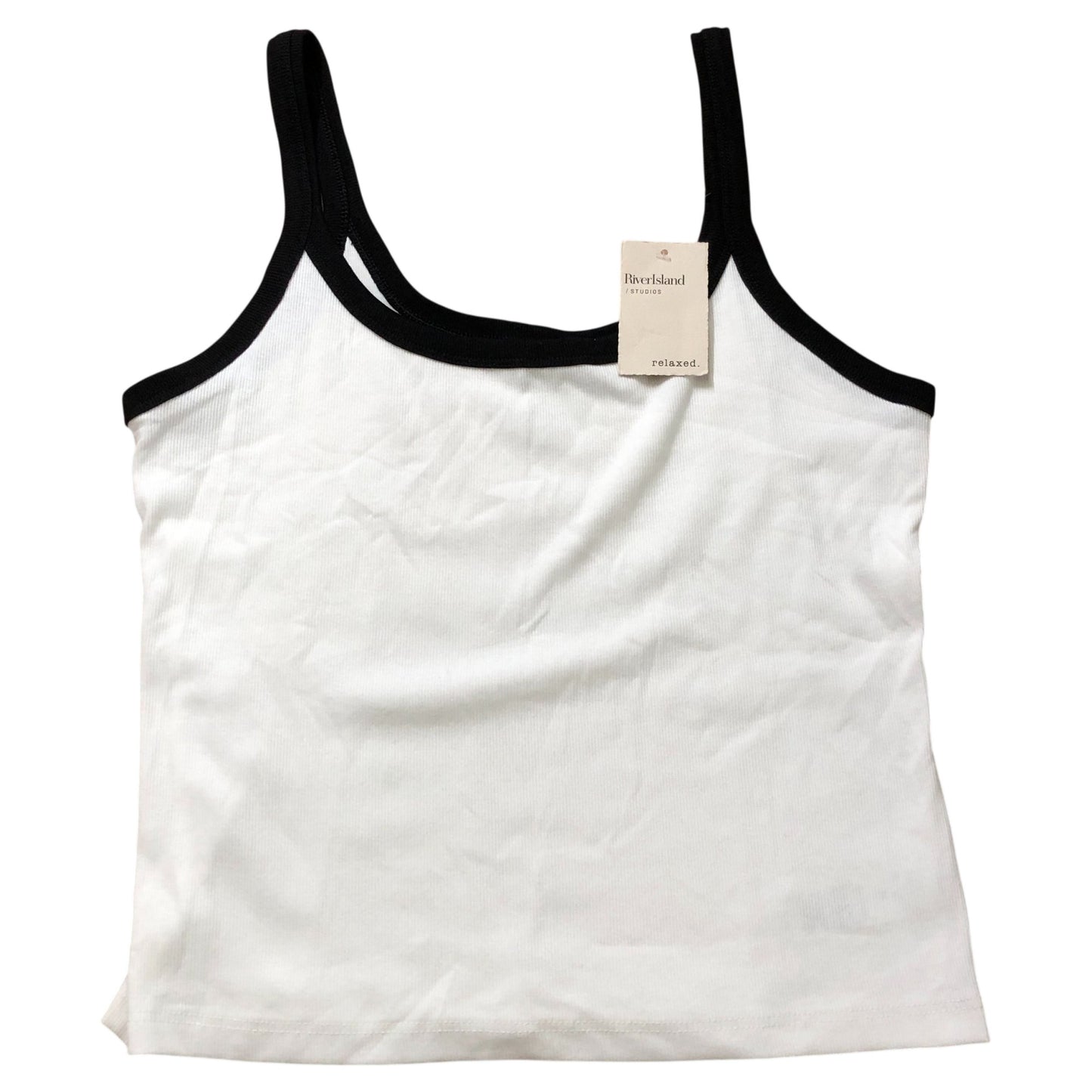 River Island Relaxed Camisole Top Size L Women's White With Black Trim