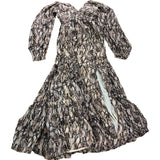 Branded Long Sleeve Snake Print Dress Women's Midi Viscose Brown UK6