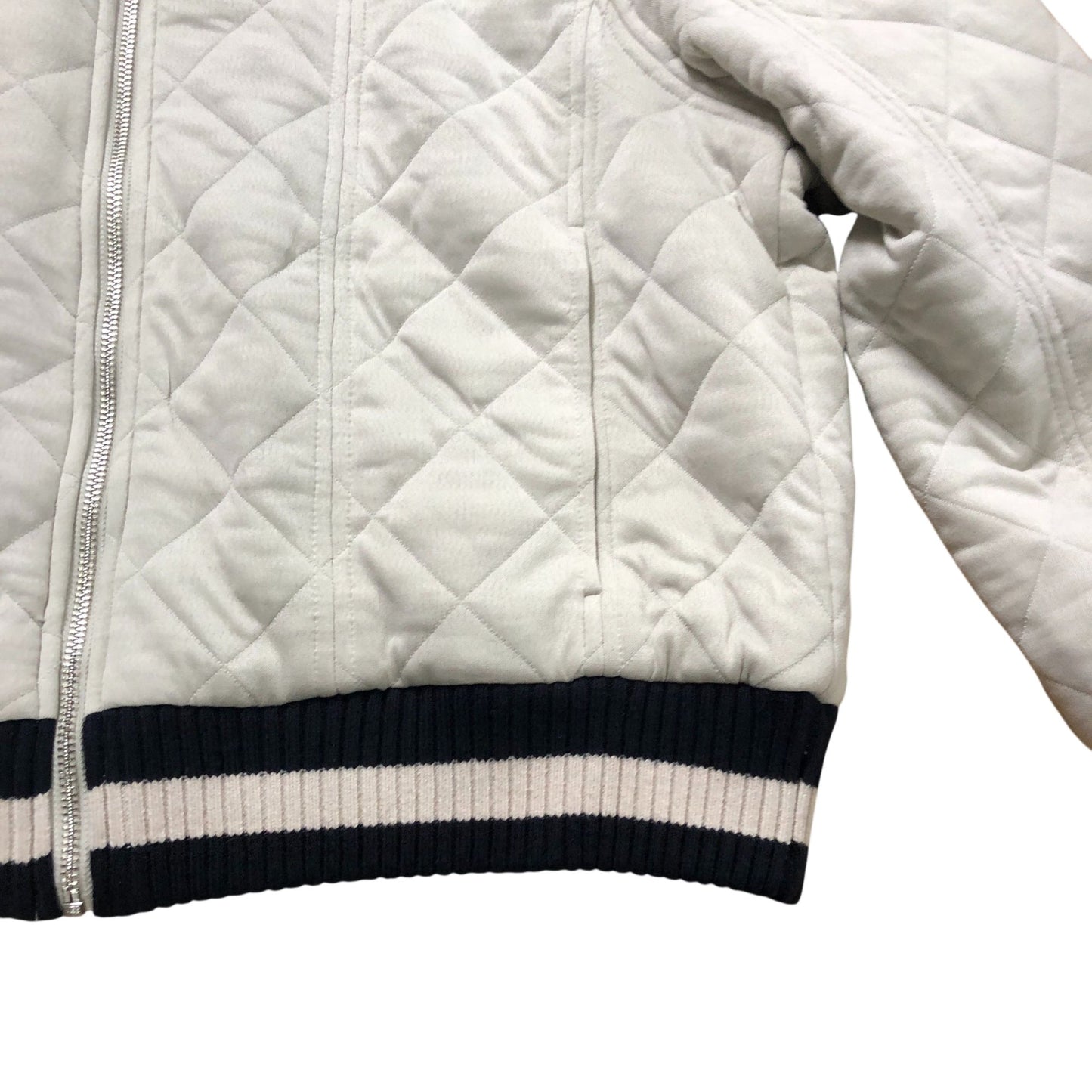Cream Quilted Bomber Jacket Size XL