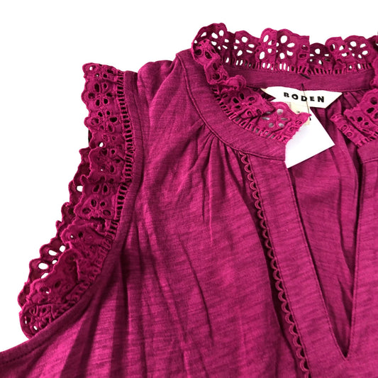 Boden Magenta Aria Broderie Trim Vest - Size 12