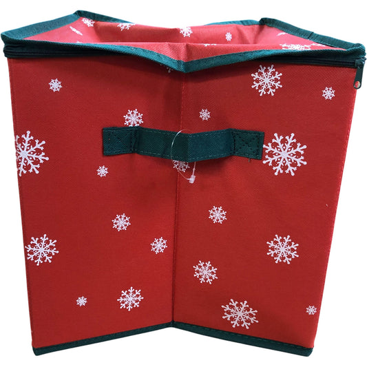 Christmas Storage Box Red Snowflake Design Foldable 11.5"x11.5"