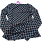 River Island Long Sleeve Blouse UK12 Women's Brown Diamond Pattern Polyester Top