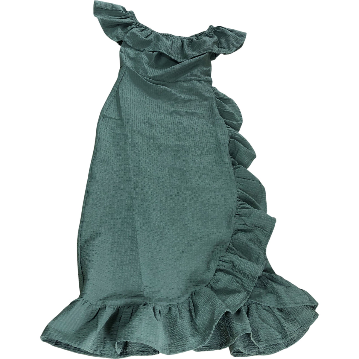 River Island Green Ruffle Hem Dress Women's Size 6