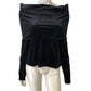 Branded Bardot Top 12 Women's Black Velvet Long Sleeve Party Wear