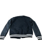 Branded Varsity Jacket Black Leather Look Sleeves Style Casual UK8