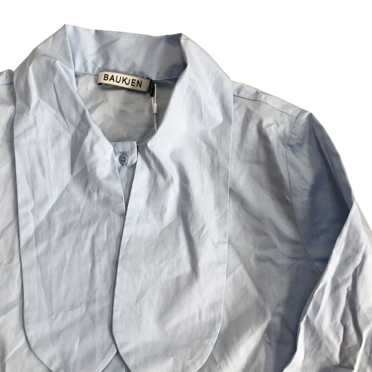 Baukjen Kai Organic Cotton Tie Neck Shirt Ice Blue Size 10