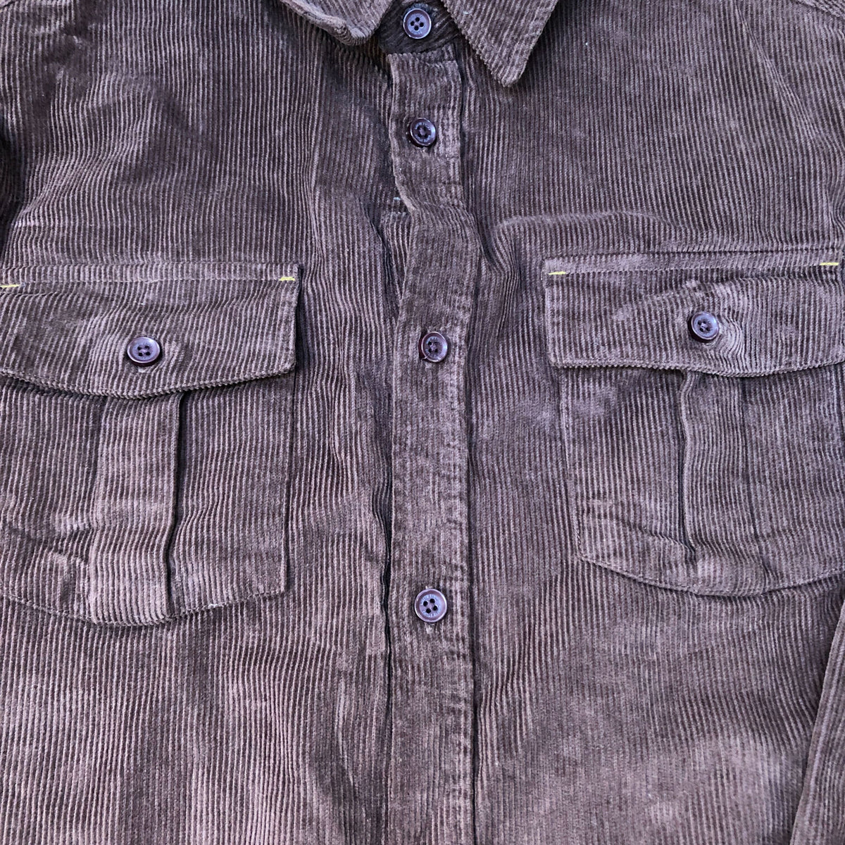 Casual Long Sleeve Shirt Men's Cotton Brown Corduroy Size XL