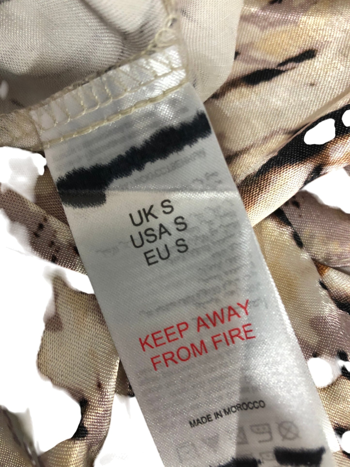 Stylish One Shoulder Top UK Size S Women's Satin Printed Loose Fit Blouse