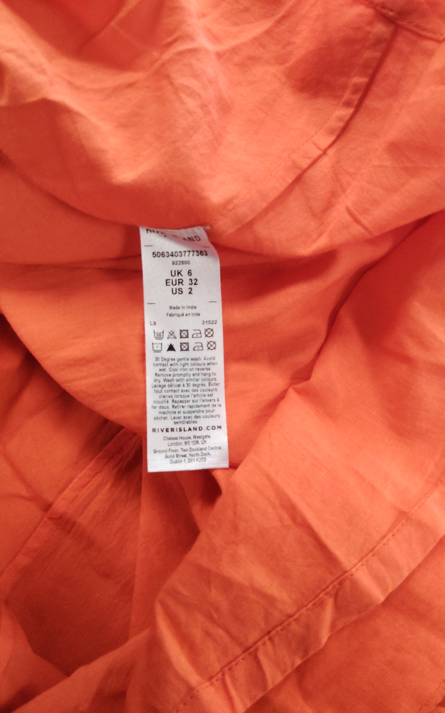 River Island UK6 Women's Orange Maxi Dress Ruffled Sleeves Summer Fashion