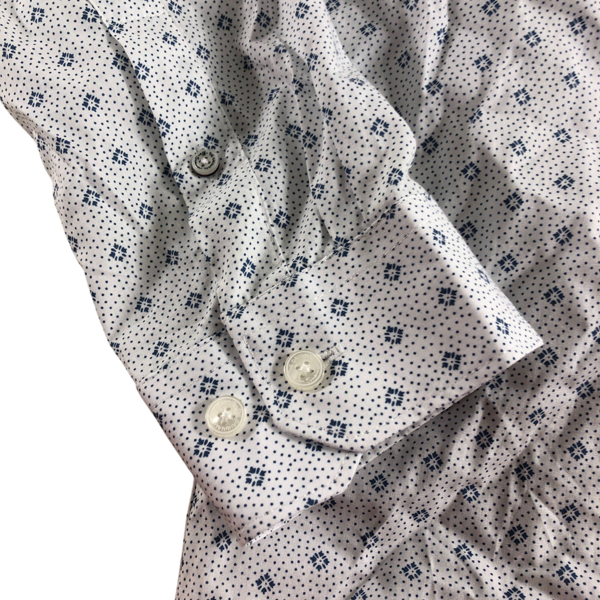 Ben Sherman Snow White Shirt Medium Long Sleeve Stipple Geo Print Cotton