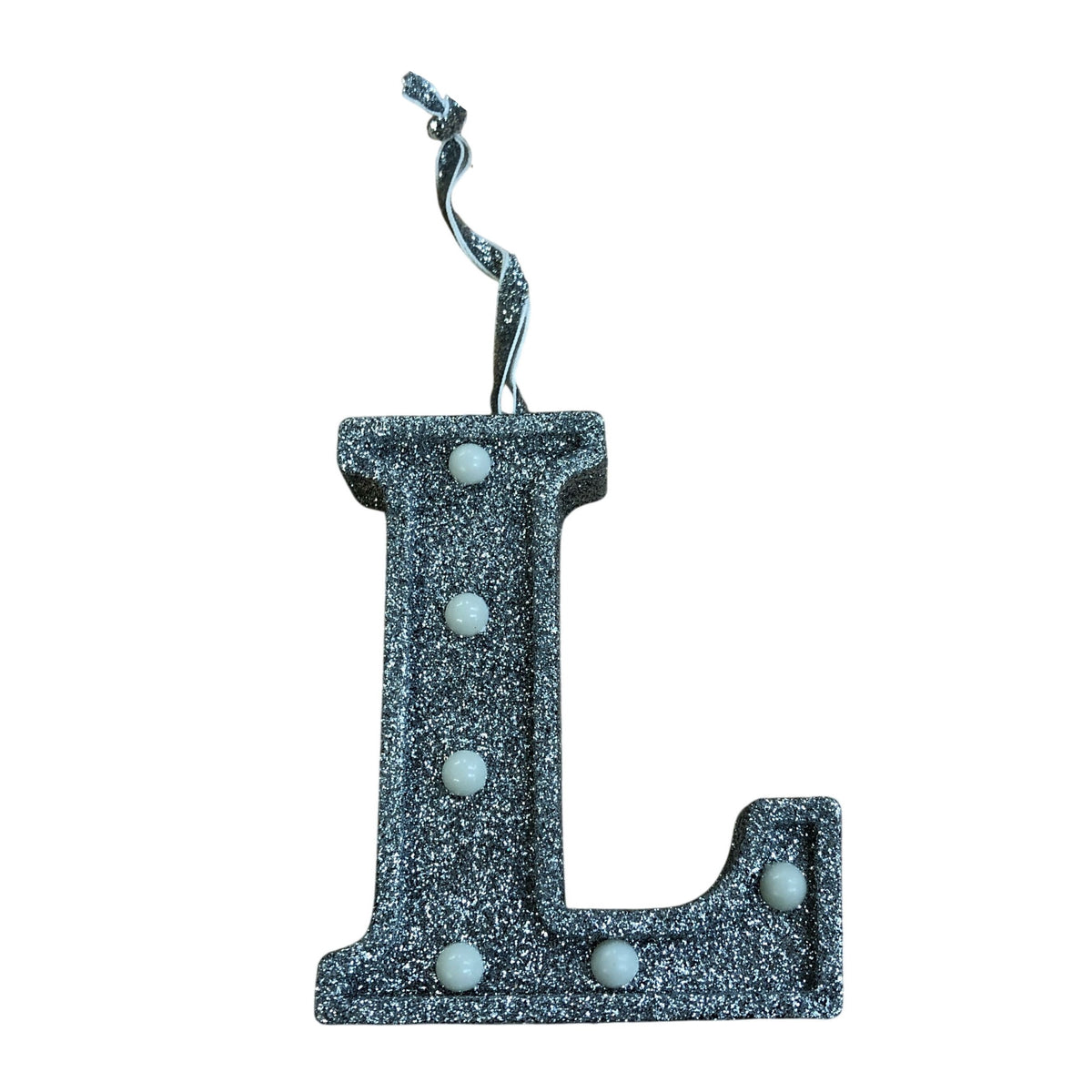 Light Up Silver Glitter Christmas Tree Decoration Letter 'L'