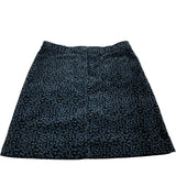 Black Printed Skirt UK14 Women's Cotton Blend A Line Blue Patterned