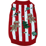 Pet Christmas Sweater Red Gingerbread Design Warm Knit M