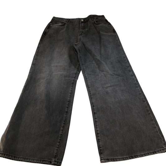 Wide Leg Jeans Women's Dark Grey Casual Denim UK14