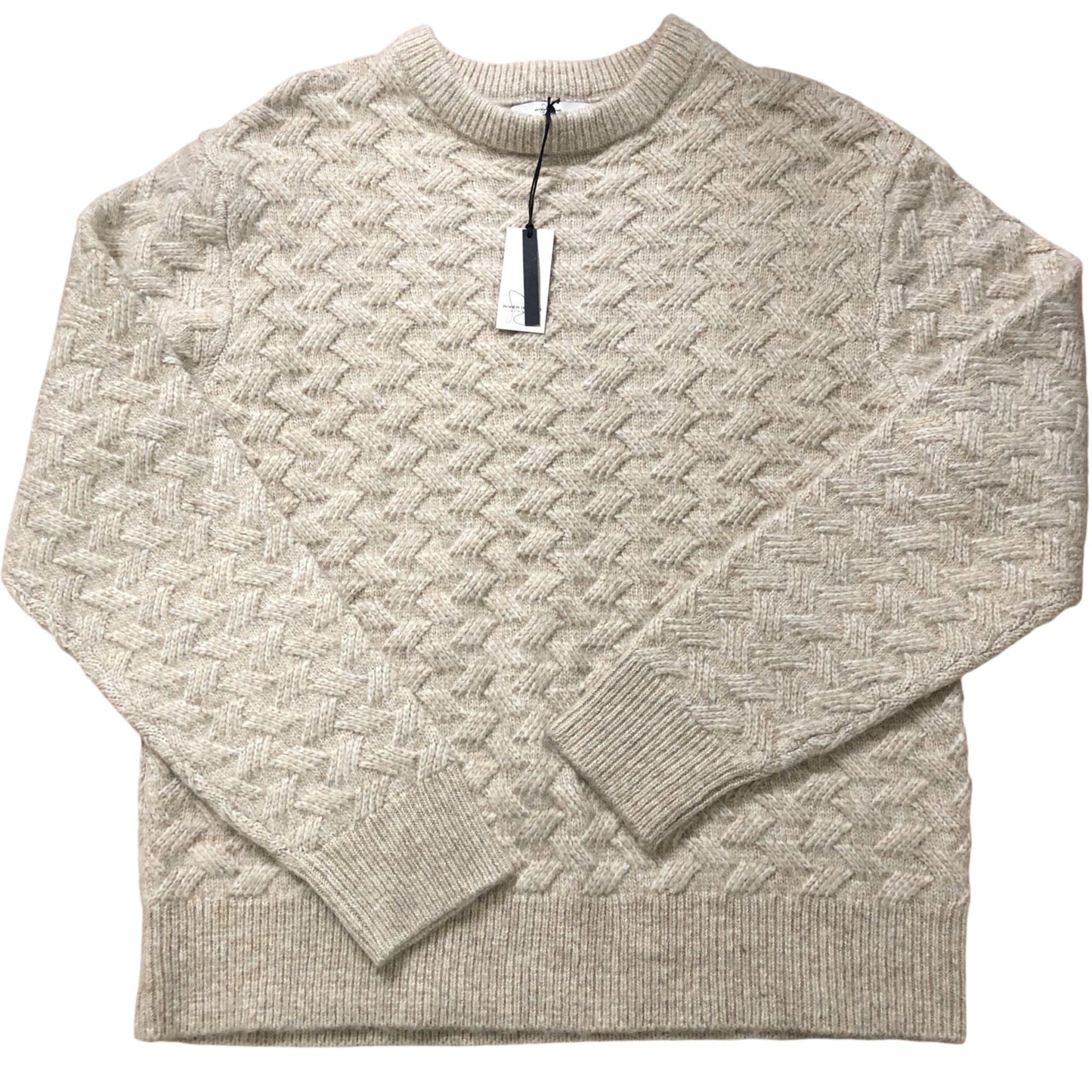 River Island Chunky Knit Sweater UK Medium Men's Cream Cable Design Wool Blend