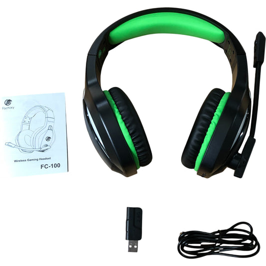 Fachixy FC-100 Wireless Gaming Headset Over Ear Headphones RGB Lighting Noise-Ca