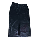 Sosandar Leather Look Midi Skirt Size 14 Women's Black with Slit Detail