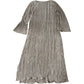 Pieces Pleated Plisse Maxi Dress XL Women's Long Sleeve Side Splits Stone