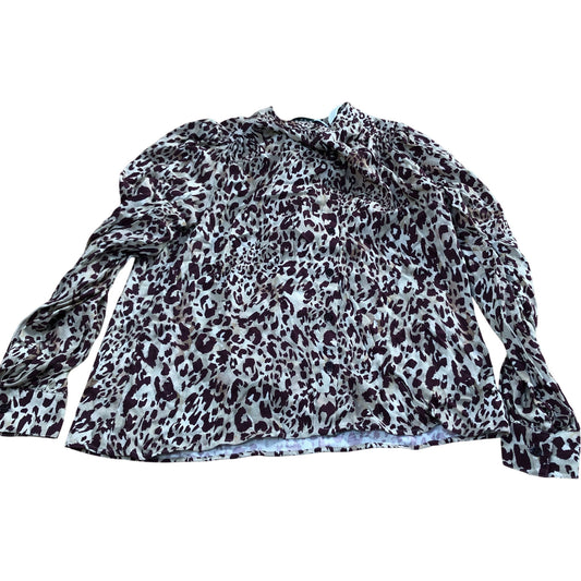 Baukjen Animal Print Blouse Size UK8 Women's Long Sleeve Viscose Top