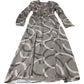 Dress Women's Grey Long Sleeve Patterned Maxi V Neck UK6