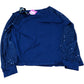 Long Sleeve Top UK16 Women's Navy Blue Glittery Pleated Detail