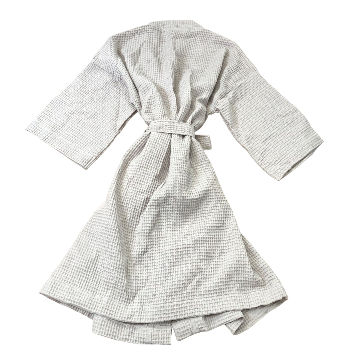 The White Company Waffle Robe Size 12 Women's Organic Cotton Grey Short Sleeves