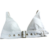 River Island Swimwear Top UK12 Women's White Swim Top Adjustable Textured
