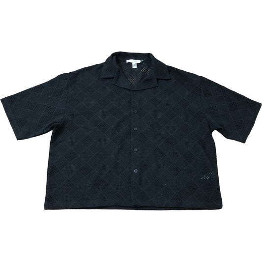 River Island Men’s Black Short Sleeve Shirt Size M Casual Patterned Top