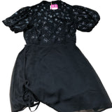 Black Dress Size 12 Women Embellished Short Puff Sleeve Stylish