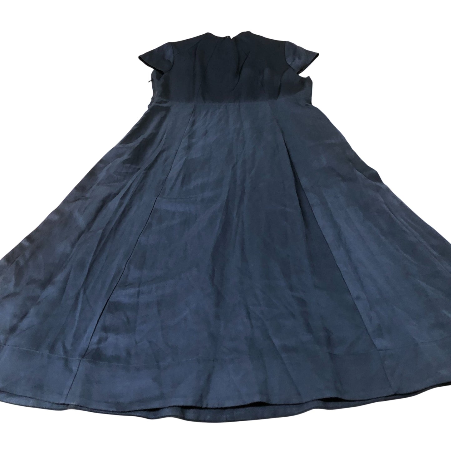 Midi Dress Women's Navy Blue Cap Sleeve Pleated Viscose UK18