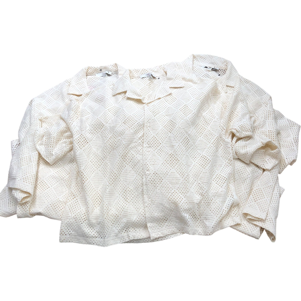 River Island Men's Size XL Short Sleeve Shirt Cream Cutout Design Pack of 10