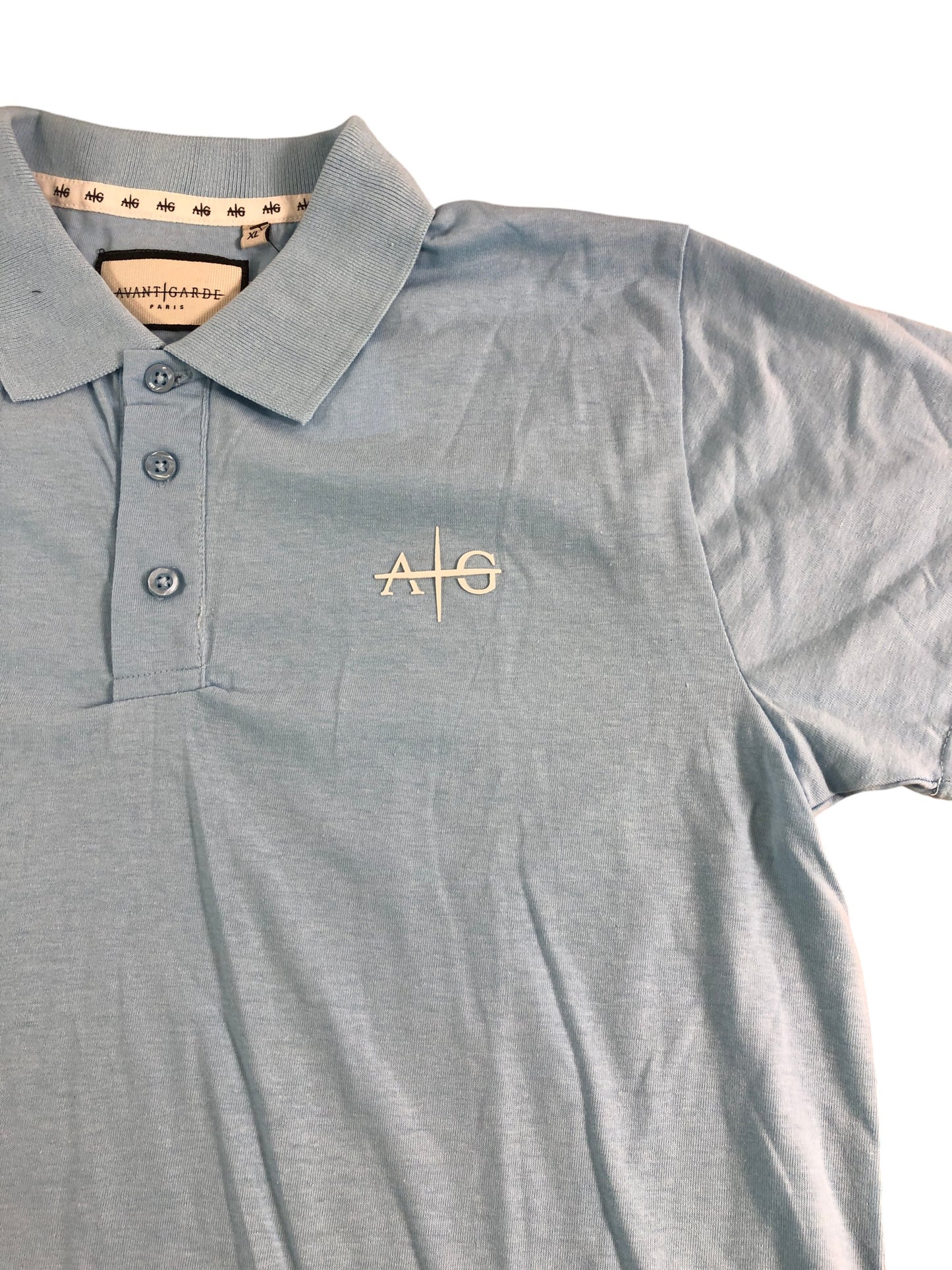 AVANT GARDE Salton Polo Shirt XL Men's Short Sleeve Light Blue Cotton Blend