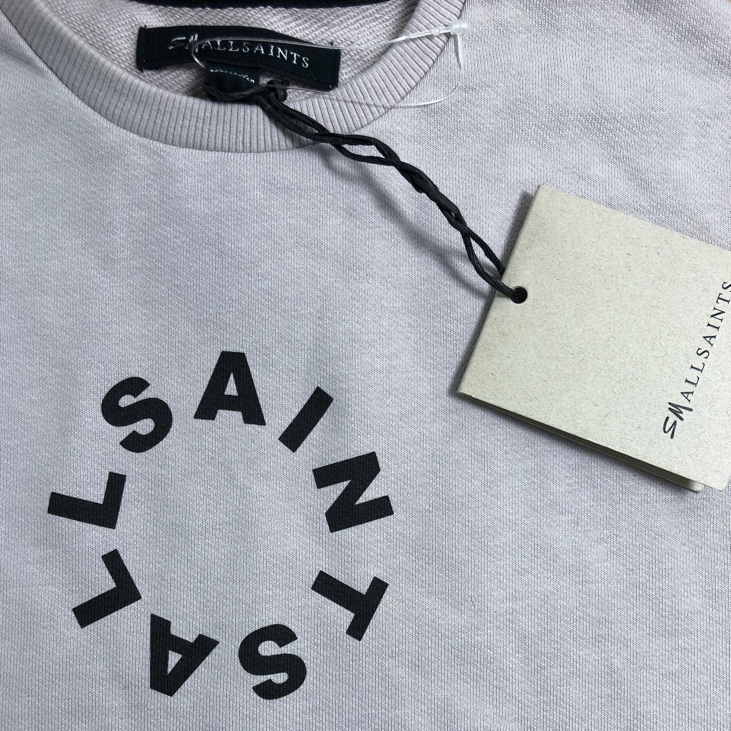 All Saints Sweatshirt Size 7-8 YRs Cropped Girls Lilac Cotton Crew Neck Fashion