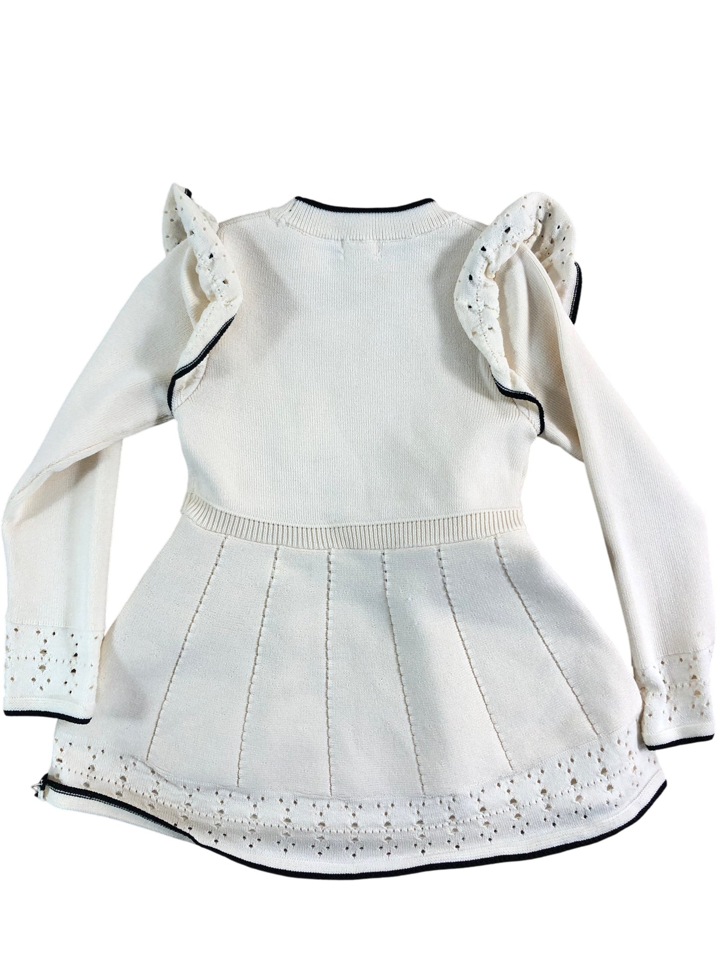 River Island Mini Girls Cream Dress UK12-18 Months Ruffled Design Knitwear