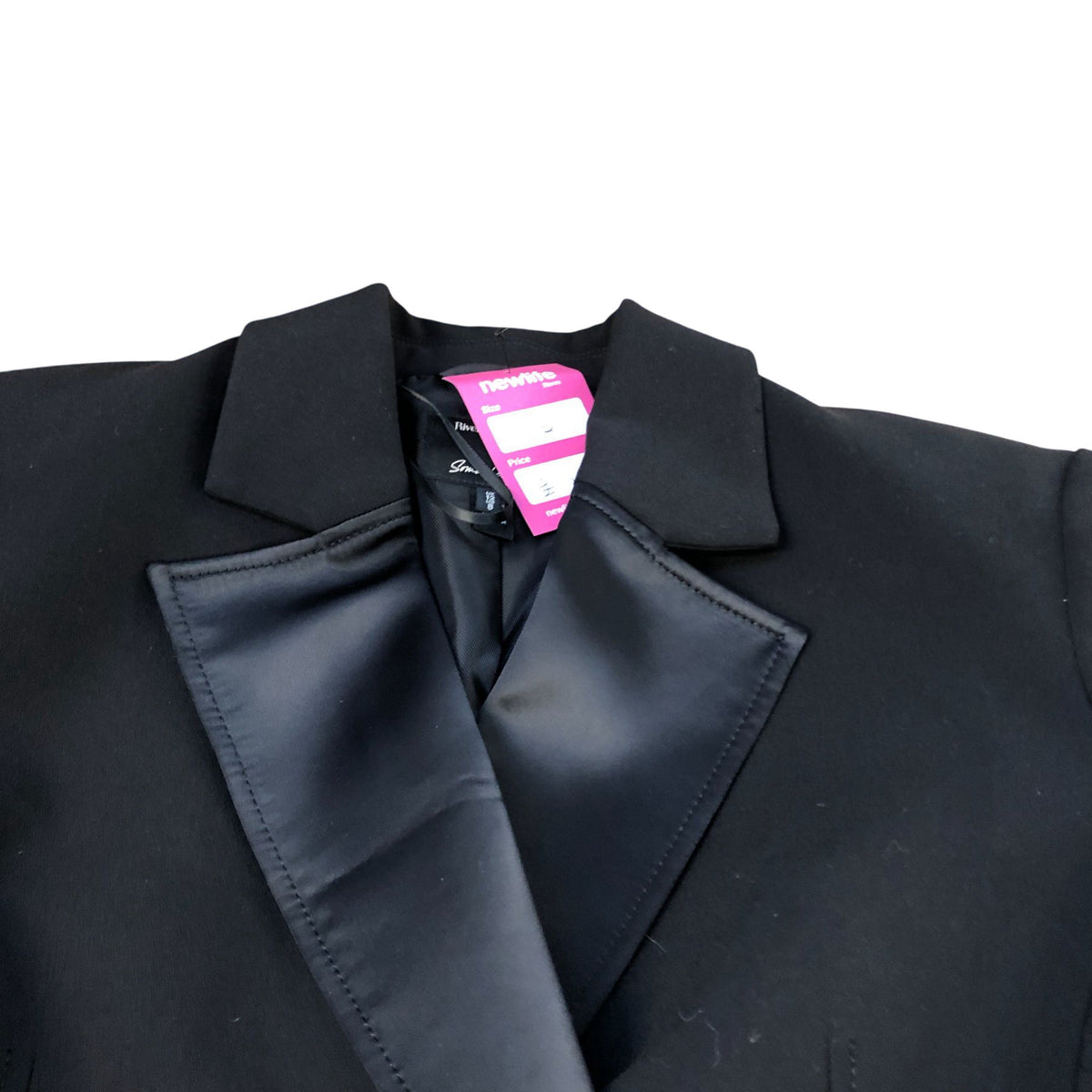 River Island Double Breasted Blazer Jacket UK12 Women's Black Satin Lapel Smart