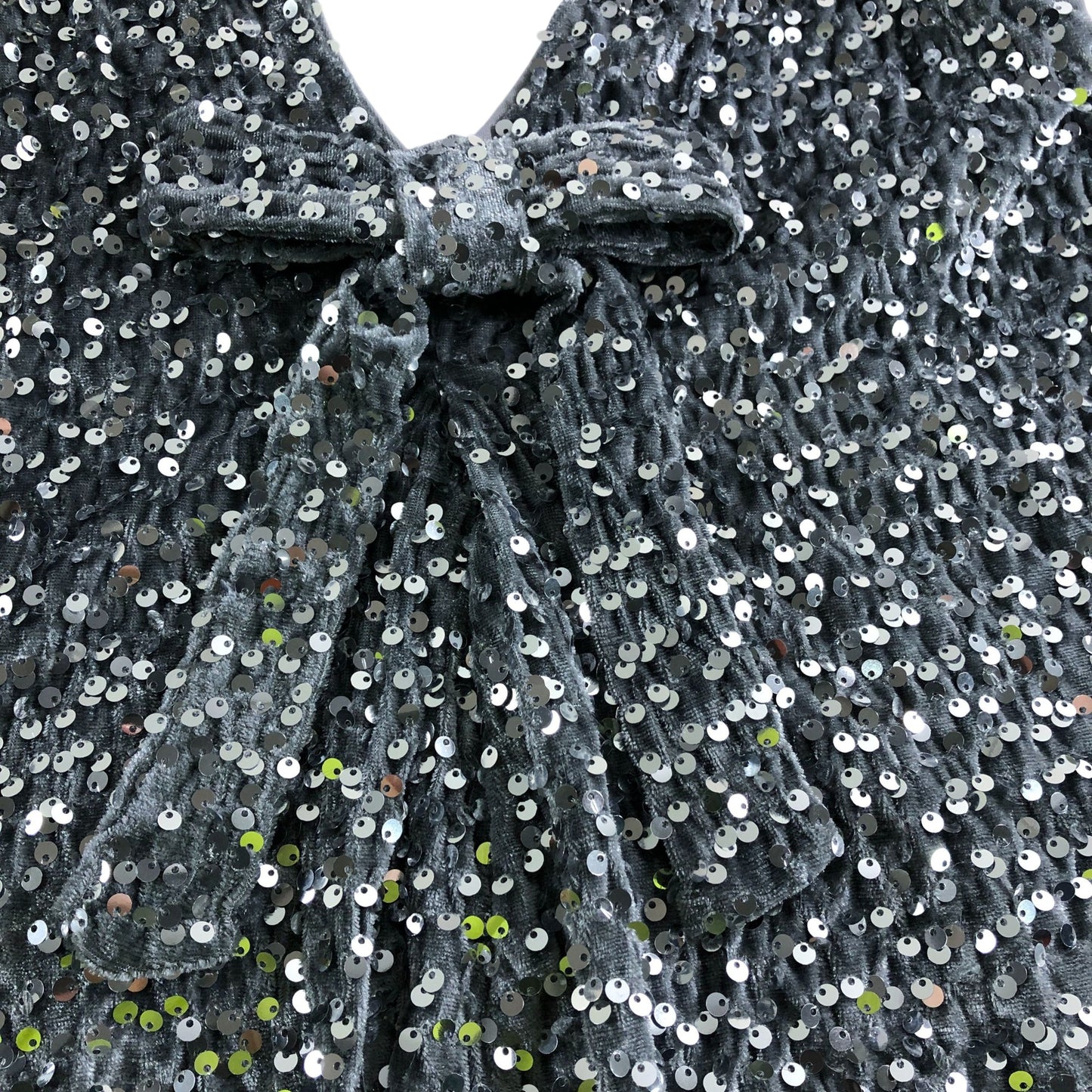 River Island Silver Sequin Sleeveless Bow Top UK 8 Women's Party Wear