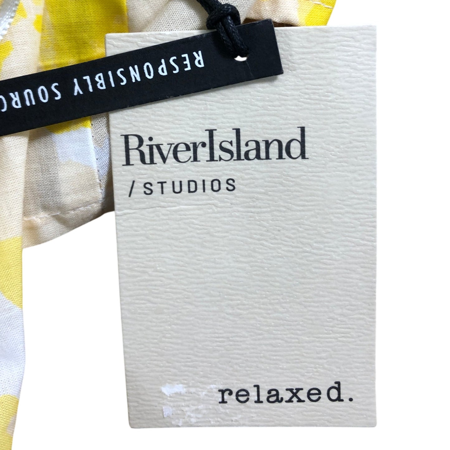 River Island Studios Casual Dress UK14 Women's Relaxed Fit Yellow Floral