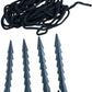 Ground Anchors Set With Rope Durable Heavy Duty Tent Pegs Black Camping Gear